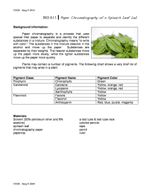 Paper Chromatography of Spinach Leaf Lab