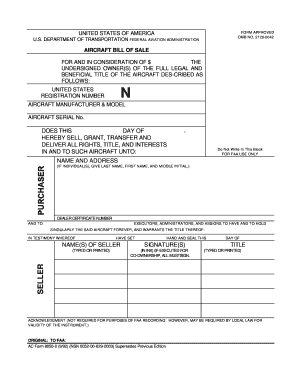 Aircraft Bill of Sale
