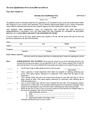 Nebraska Juror Qualification Form