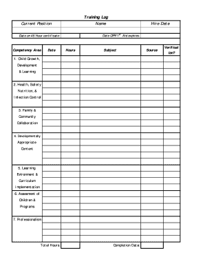 Early Childhood Educator Training Log