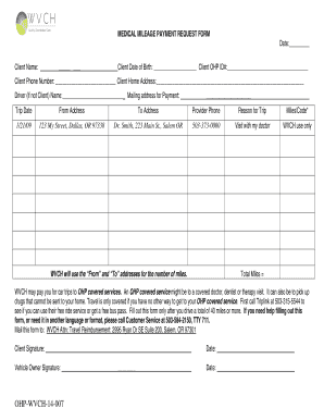 Medical Mileage Payment Request Form