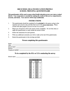 School Health Education Profile Questionnaire