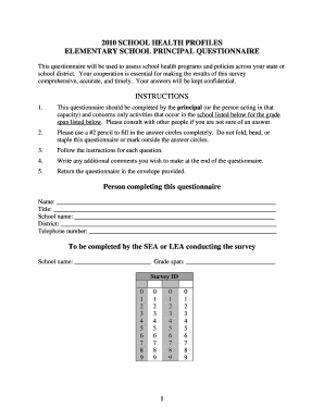 Elementary School Principal Health Questionnaire