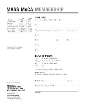 MASS MoCA Membership Application