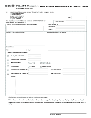 Application for Amendment of a Documentary Credit