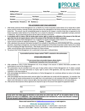 Strata Corporation Pre-Authorized Debit Agreement