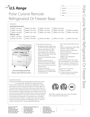 Polar Cuisine Remote Refrigerated or Freezer Base Order Form