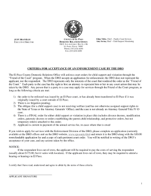 El Paso County Child Support Enforcement Application