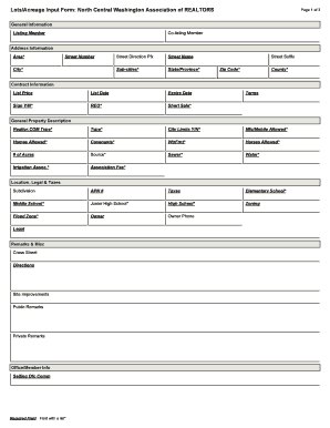 Lots/Acreage Input Form