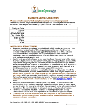 Handyman Now Standard Service Agreement