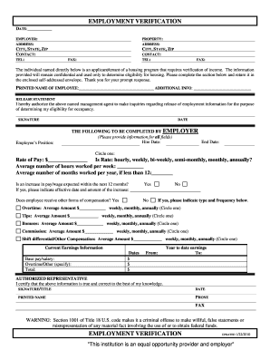 Employment Verification Form
