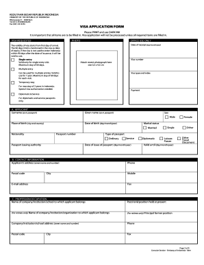 Indonesia Visa Application Form