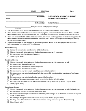 Supplemental Affidavit in Support of Order to Show Cause
