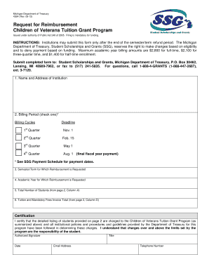 Michigan Children of Veterans Tuition Grant Reimbursement Form