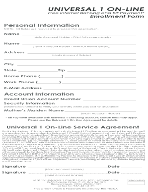 Universal 1 Online Banking Enrollment Form