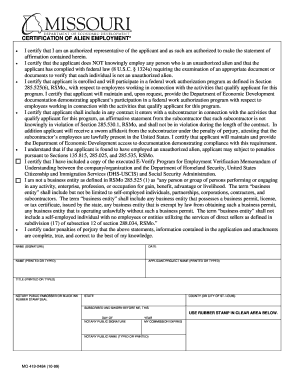 Missouri Alien Employment Certification