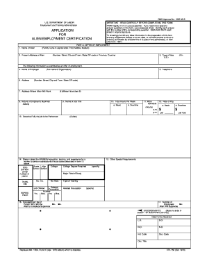Alien Employment Certification Form