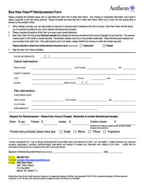 Blue View Vision Reimbursement Form