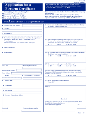 UK Firearm Certificate Application Form 101