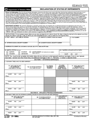 VA Form 21-686c Declaration of Status of Dependents