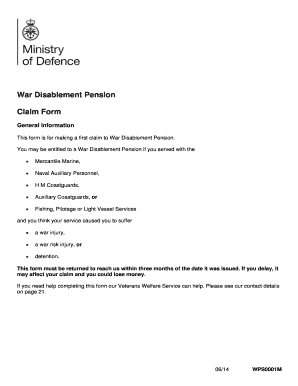 War Disablement Pension Claim Form