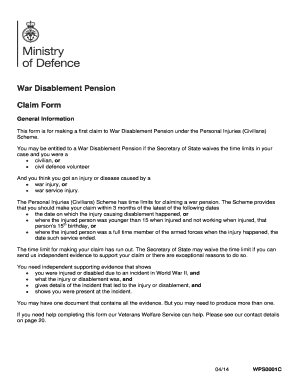 War Disablement Pension Claim Form