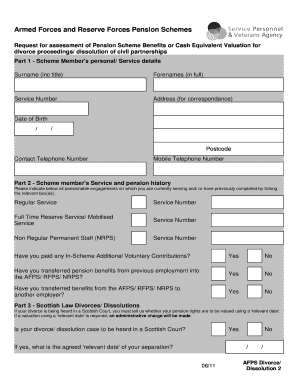 UK Armed Forces Pension Divorce Assessment Form