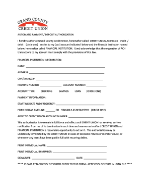 Automatic Payment Deposit Authorization