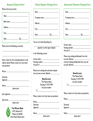 Direct Deposit Change Form