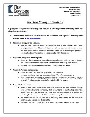 Bank Account Switching Guide and Authorization Forms
