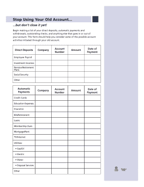 Bank Account Switching Forms