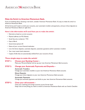 American Momentum Bank Account Switch Kit