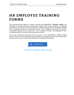 Safety training plan template excel - Hr Employee Training Forms - Answer Key Bank