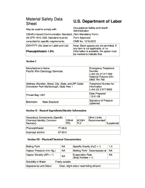 Material Safety Data Sheet