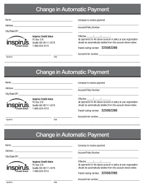 Change in Automatic Payment Form