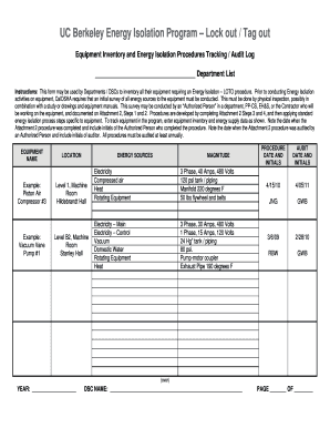 Equipment issue form - UC Berkeley Energy Isolation Program Lock out Tag out - ehs berkeley