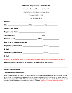 Termite Inspection Order Form