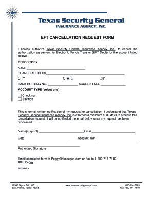 EFT Cancellation Request Form