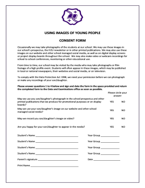 UK School Image Use Consent Form