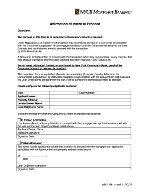 Affirmation of Intent to Proceed