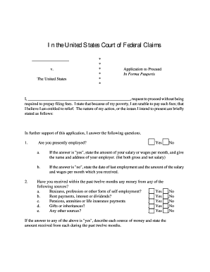 Application to Proceed In Forma Pauperis