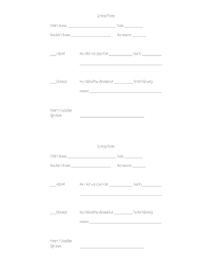 School Absence and Dismissal Note