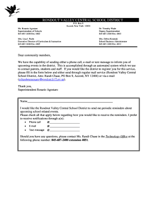Rondout Valley School District Notification Consent Form