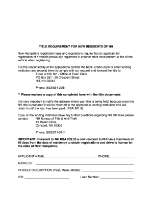 New Hampshire Vehicle Title Transfer Form