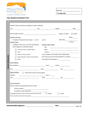 New Student Enrollment Form