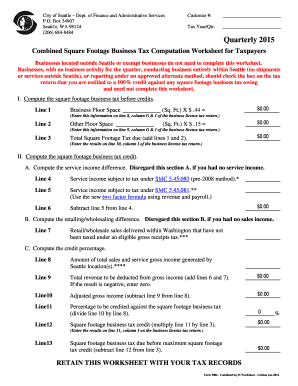 Seattle Business Tax Computation Worksheet
