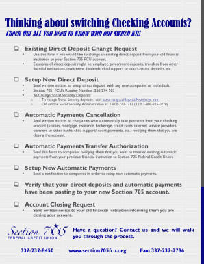 Checking Account Switch Kit