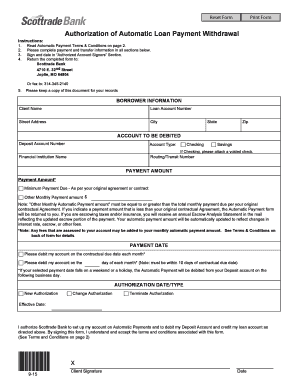 Automatic Loan Payment Withdrawal Authorization