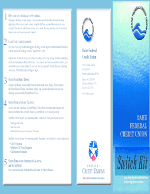 Oahe Federal Credit Union Checking Account Switch Kit