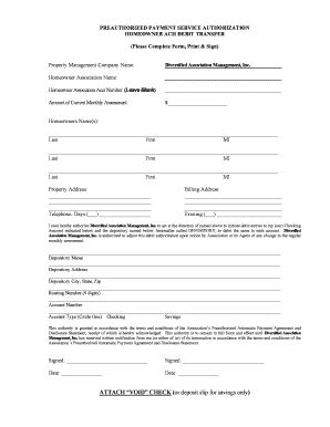 Preauthorized Payment Service Authorization